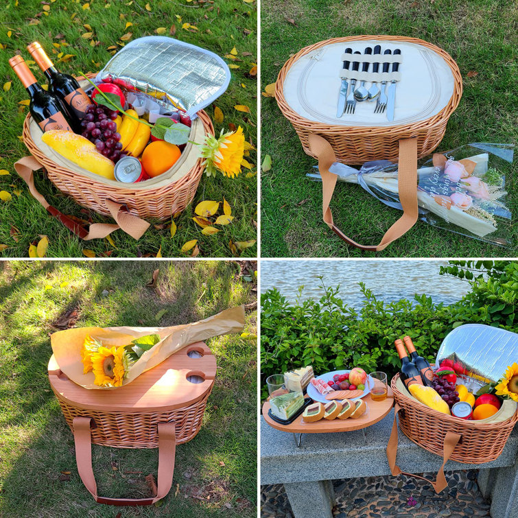 Bayou Breeze Decara Wood Picnic Basket , Service for 2 Wayfair Canada